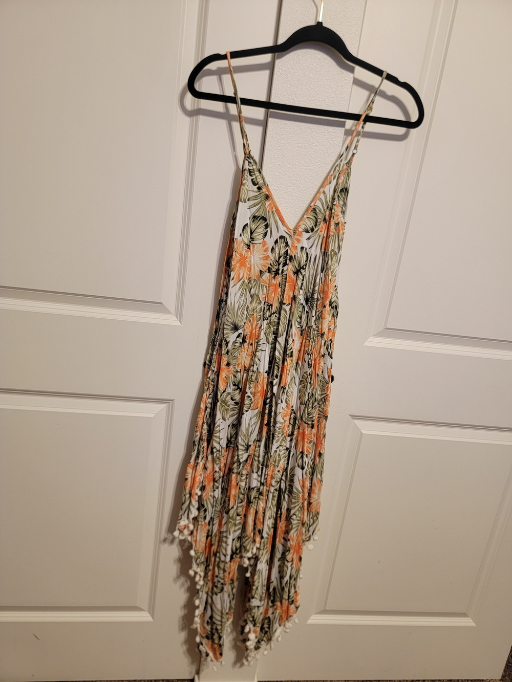 Tropical Swim Coverup with Pom Trim
